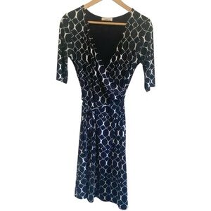 Gilli Women Black Short Sleeve Plunge Neck‎ Stretch Tie Up Belt Wrap Dress Small